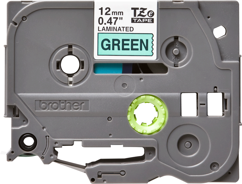 Brother TZe731 original etikettape, svart på grön, 12 mm 2